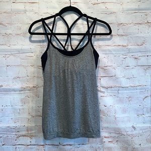 Athleta Shirt Womens Gray Essence Energize Sports Bra Tank Top Activewear